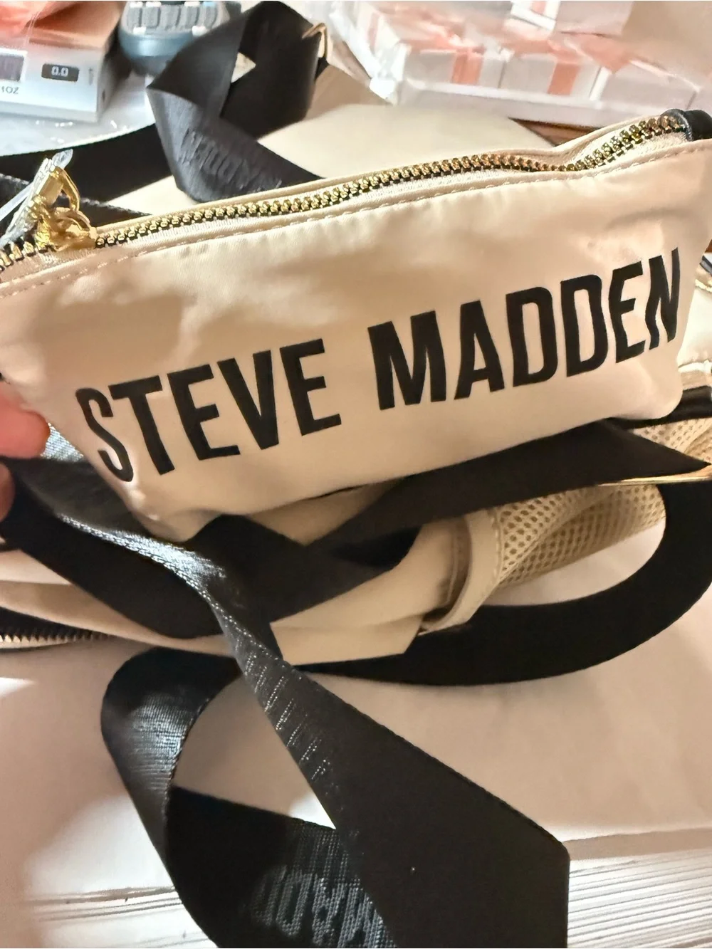 Steve Madden Tan Nylon Backpack School Beige Streetwear Utility Everyday Bag NWT